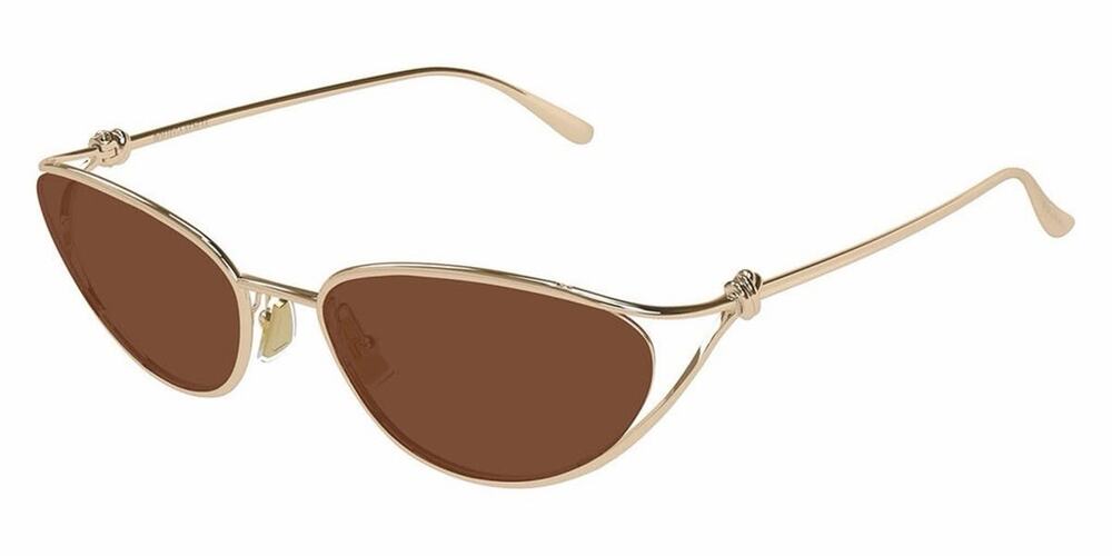 Bottega Veneta BV 1330S 003 Gold/Brown 57mm Women Sunglasses AUTHENTIC - Picture 1 of 4